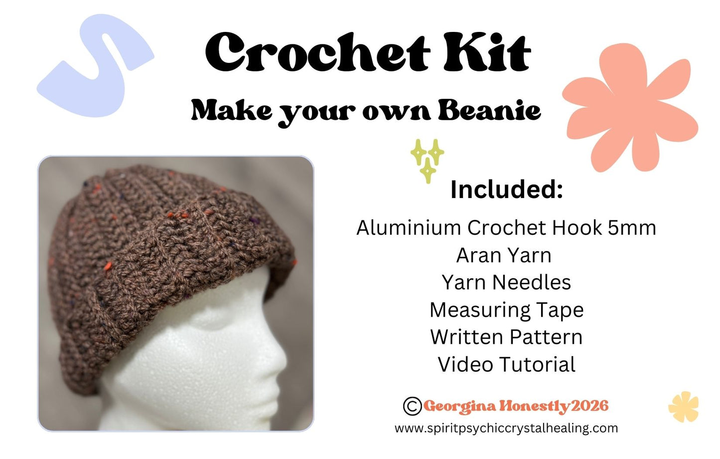 Beanie Crochet Kit - Crochet your own Newborn - Adult size Beanie