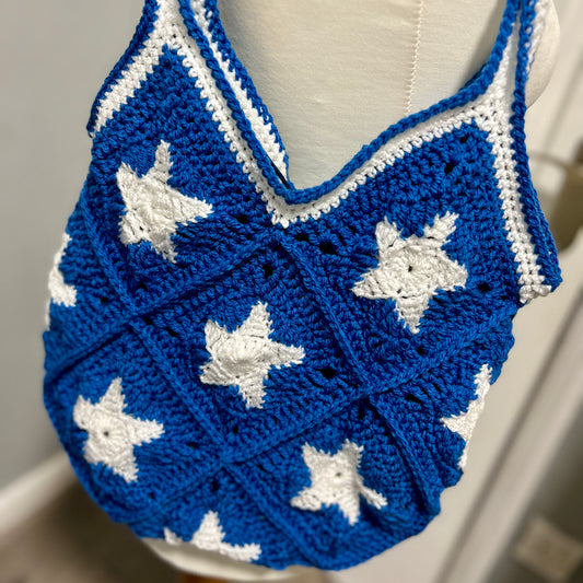 'Coraline' Crochet Granny Square Lined Shoulder Bag Medium