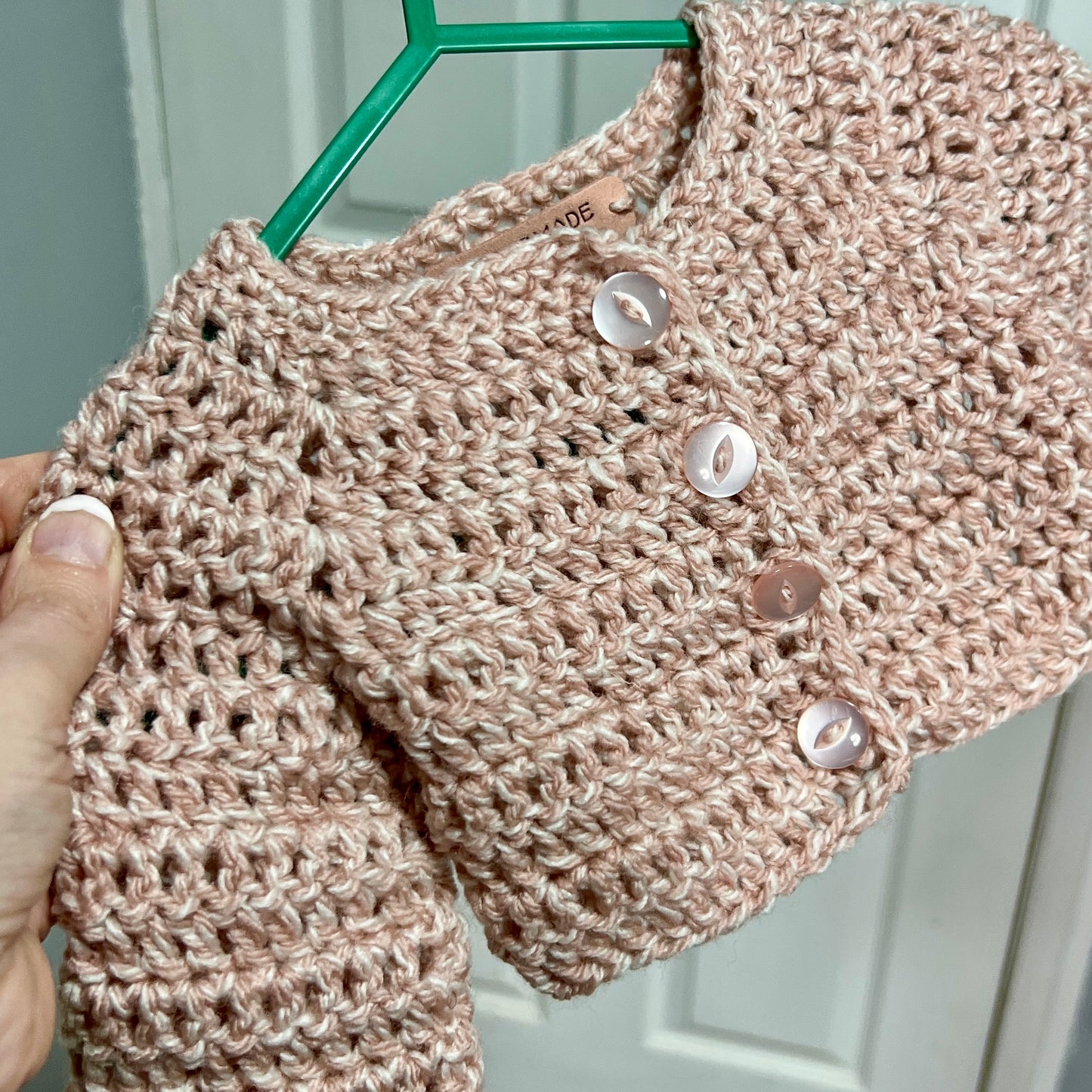 Pink Newborn Crochet Handmade Cardigan