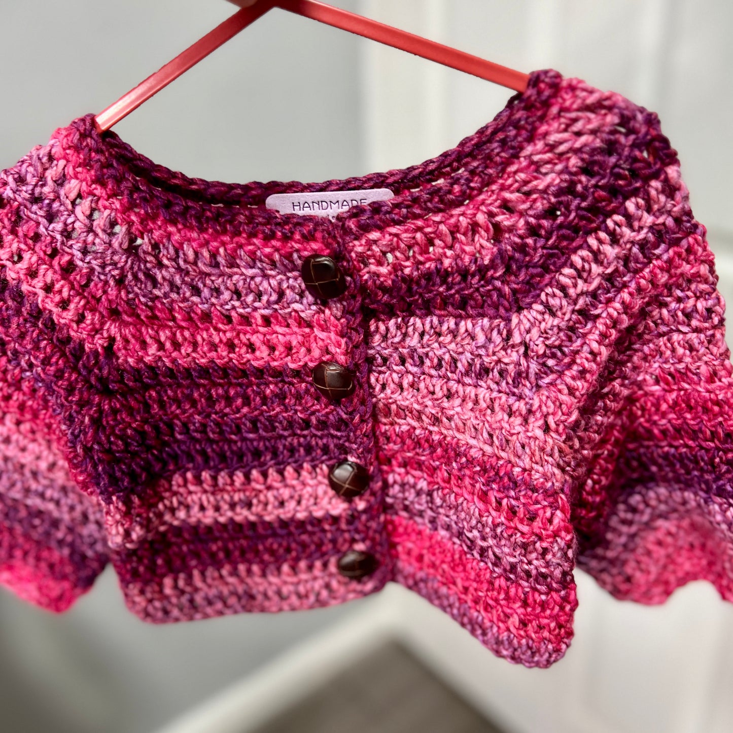 Red Crochet Handmade Jacket 6-12 Months
